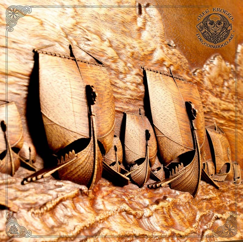 Forged In Wood - Vente Décoration murale - DRAKKARS : Magnifique sculpture en bois représentant l'art viking9