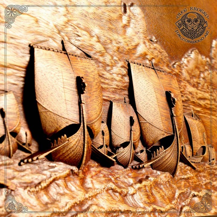 Forged In Wood - Vente Décoration murale - DRAKKARS : Magnifique sculpture en bois représentant l'art viking9