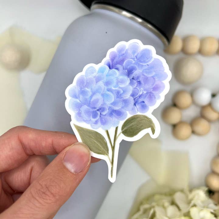 Adhesivo de hortensias azules y moradas, 2.21 x 3 pulgadas para venta al por mayor de Sammy Jean Artist