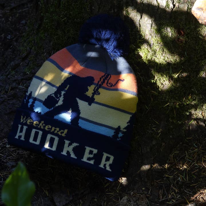 Northern Icons Creations INC - Wholesale Retailer Sample - Unisex Apparel - Weekend Hooker Knit Beanie with Pom Pom, Funny Fishing Winter Hat for Outdoorsmen4