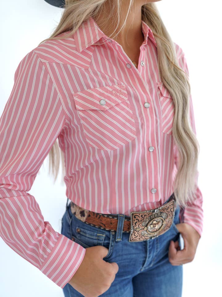 Legends and Mavericks Apparel - Vente Chemise à col boutonné – femme - Rose poussiéreuse2