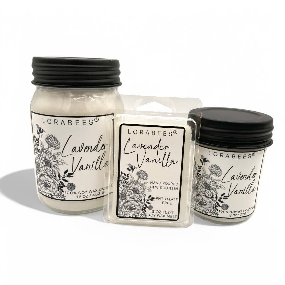 Lorabees - Wholesale Jar/Filled Candle - L'abeille Collection 16 oz 8 oz candle or 3 oz melts 3