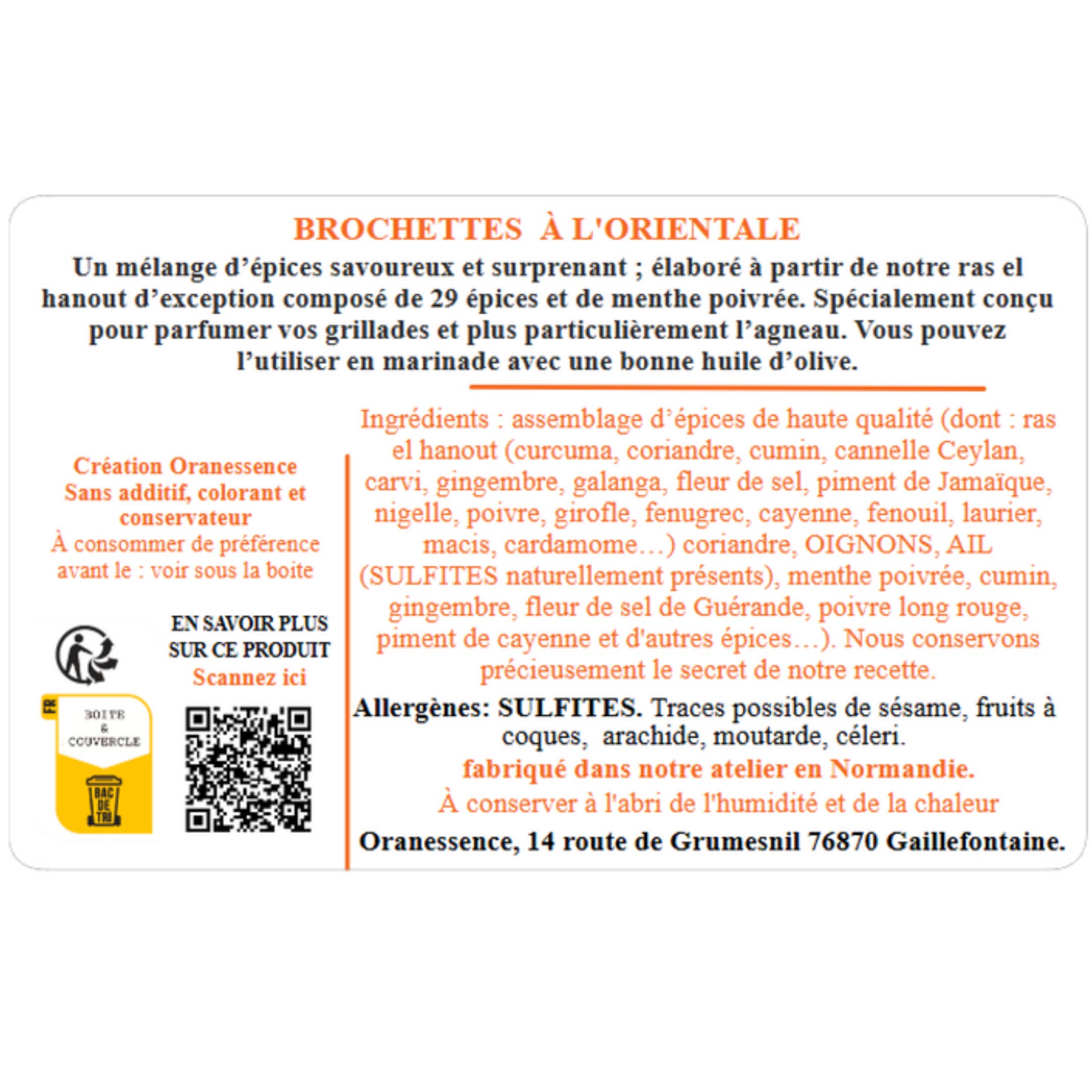 Oranessence - Vendita all'ingrosso Mix di spezie secche - Kebab in stile orientale (scatola da 45 g)1