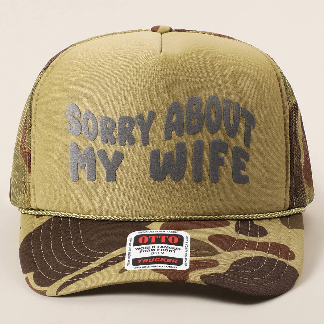 Fashion City - Wholesale Trucker Hat - Unisex - Sorry About My Wife / Husband Text Mesh Back Trucker Hat67