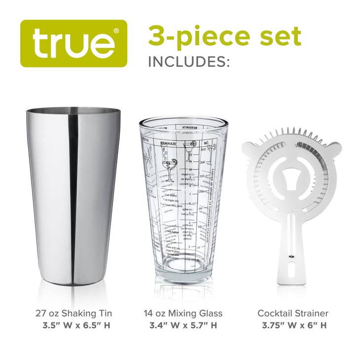 True Brands - Wholesale Bar Tool - Glass & Stainless Steel Essentials Barware Set - Set Of 34