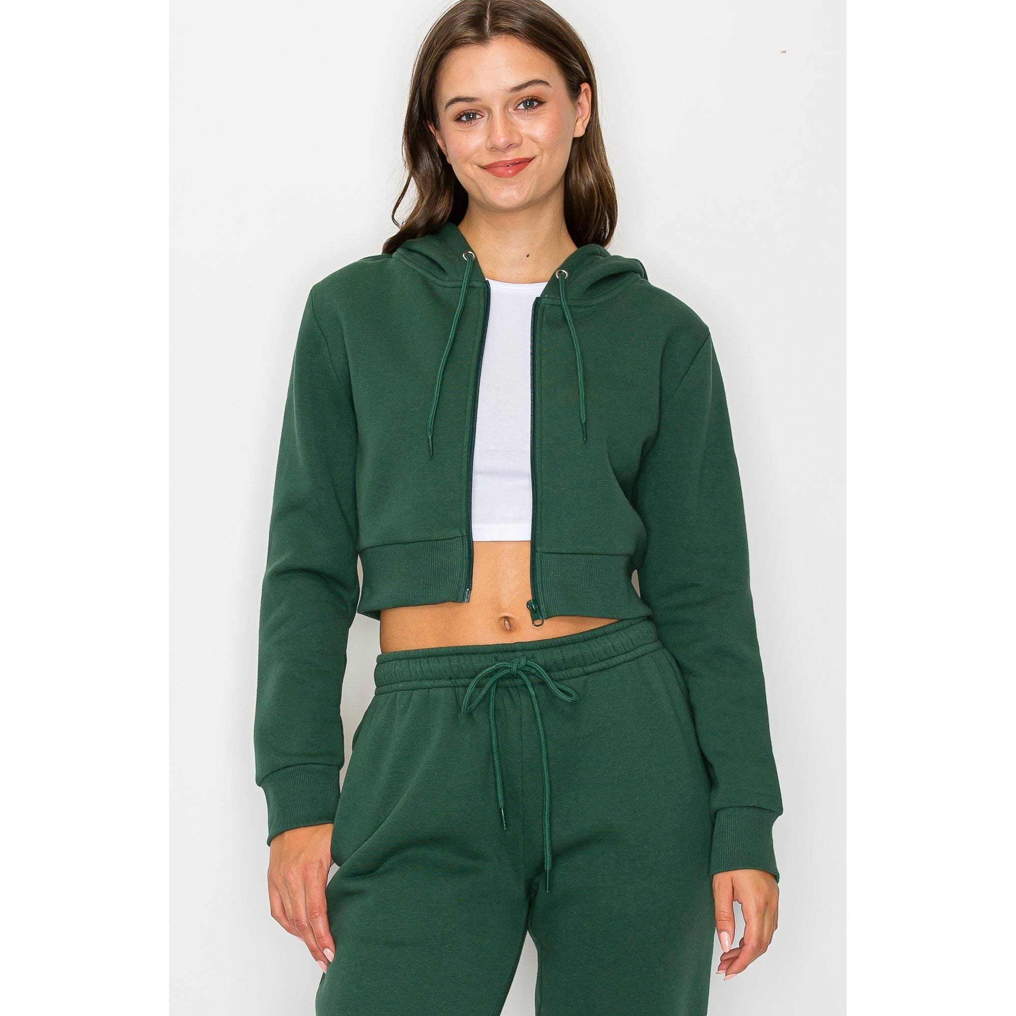 UP CLOTHING - Wholesale Hoodie - Women's - Cropped Fleece Zip Up Hoodie Jacket11