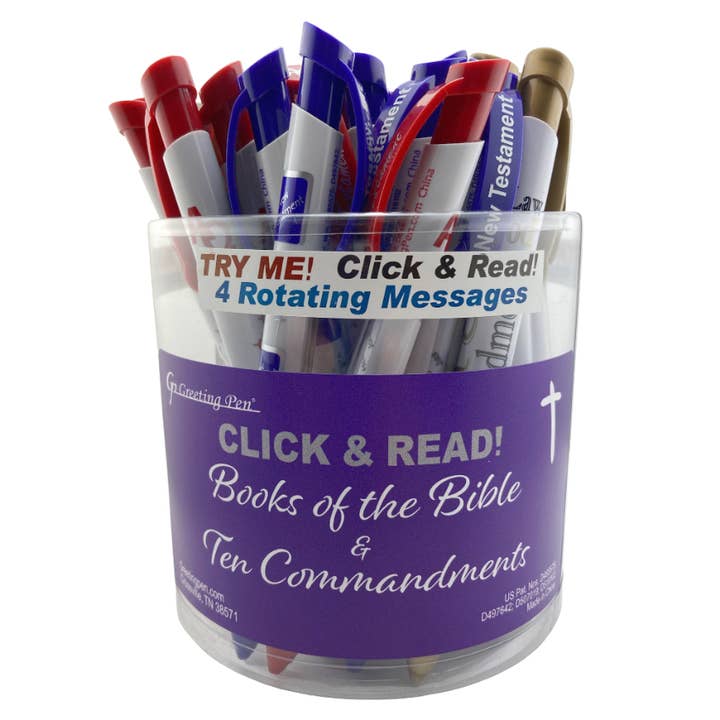 Books of the Bible Rotating Message Pen Set of 36 for wholesale by Greeting Pen