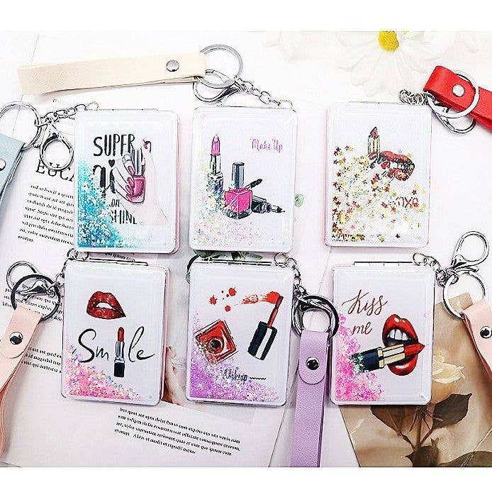 Diacly – wholesale Compact mirror – 12pk Lipstick Lip Illust Cover Compact Handheld Mirror