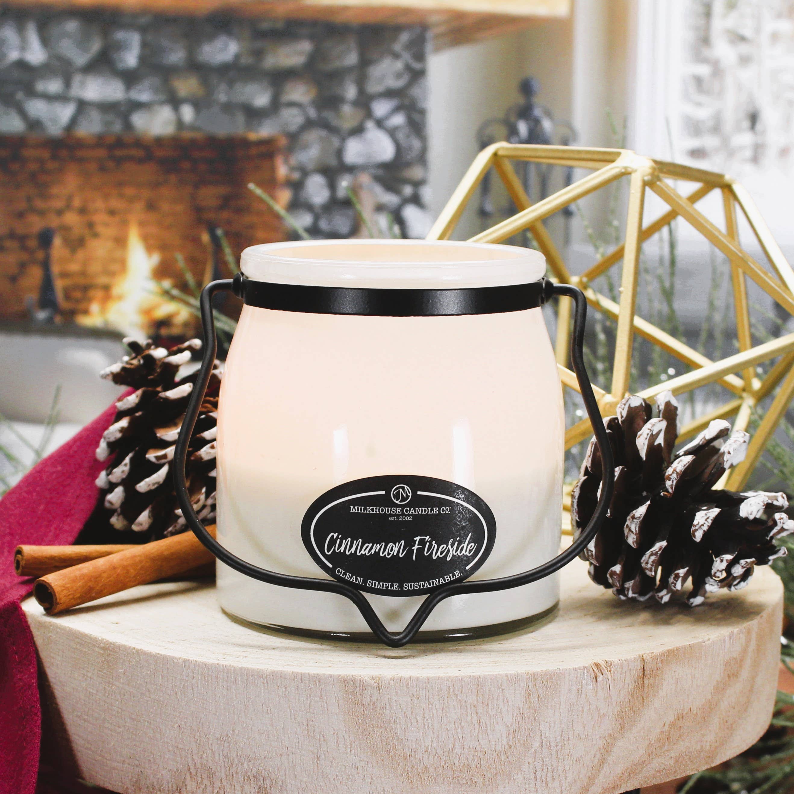 Milkhouse Candle Company - Wholesale Jar/Filled Candle - 16 oz Butter Jar Candle: Cinnamon Fireside1