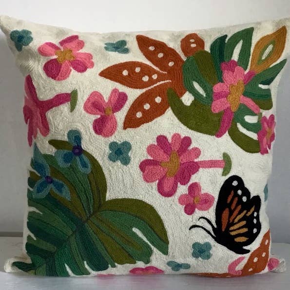 Pillow Chainstitch 18" Tahiti Ivory Artist inspired for wholesale by natural habitat