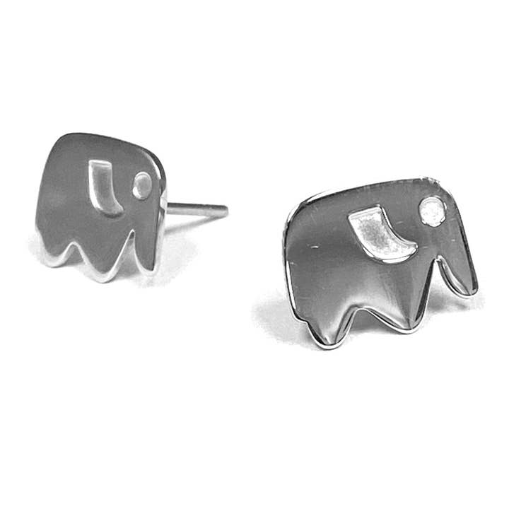 Elephant - Everyday Earrings (White) for wholesale by Boogie Toes