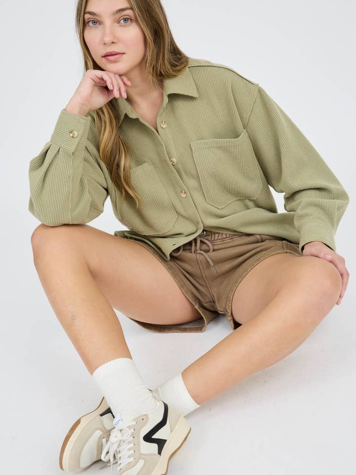 Blu Pepper - Wholesale Knit Top - Women's - RIB KNIT EXPOSED SEAM BUTTON UP TOP12