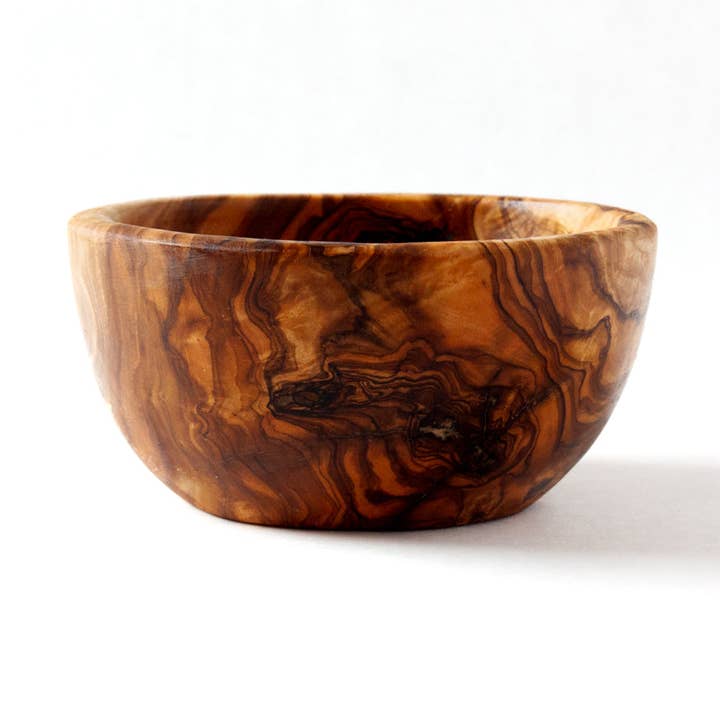 Bol à plat d'accompagnement en bois d'olivier pour la vente par Vesper & Vine