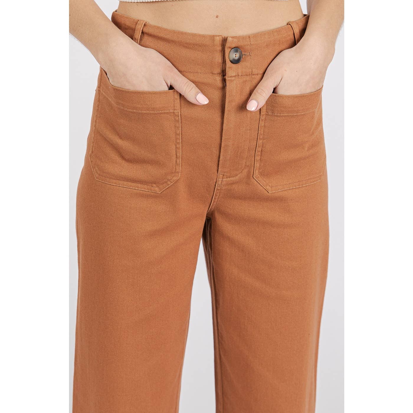 mittoshop - Wholesale Pants - Women's - TWILL PATCH POCKET HIGH RISE WIDE LEG PANTS24