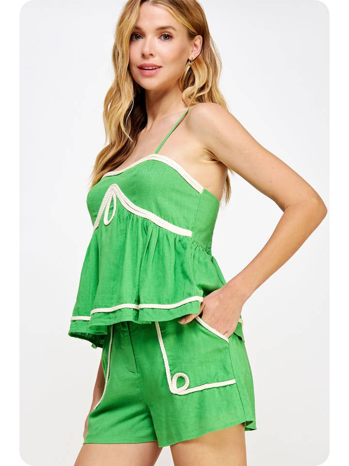 Strut & Bolt - Venta al por mayor Blusa - Mujer - Cami de lino sin mangas con detalle de ribete trenzado14