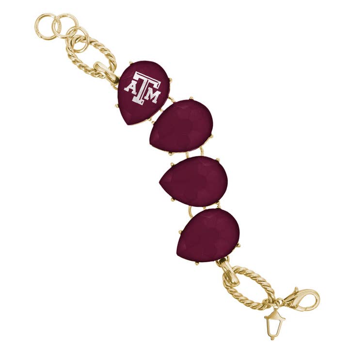 Texas A&M Teardrop Bracelet Gold Tone for wholesale by Emerson Street Clothing Co Collegiate Shop