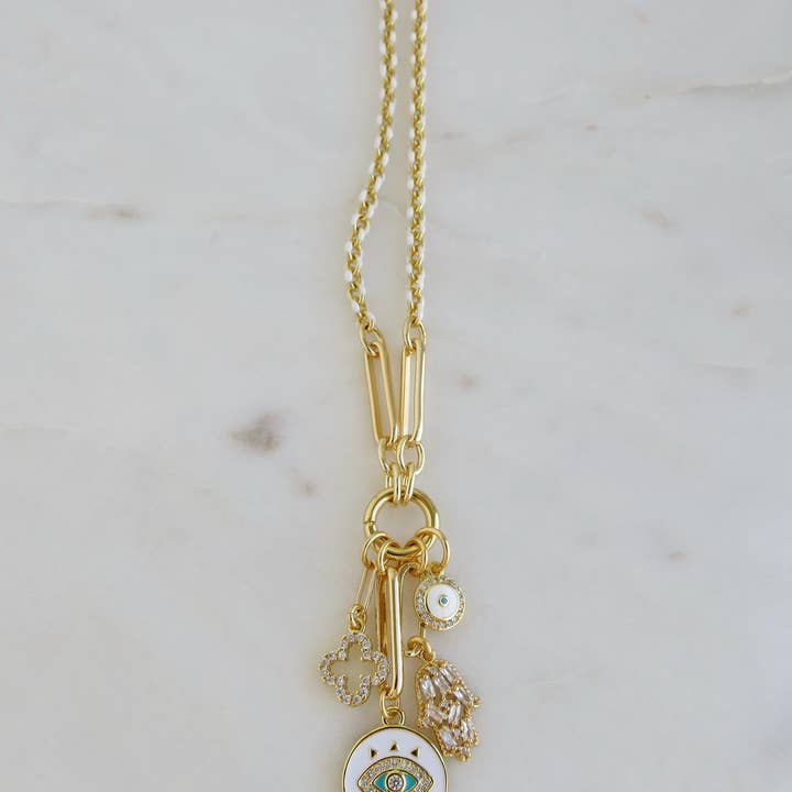 Boutique Suarez Co. - Wholesale Pendant/Charm Necklace - Blanc Charm Holder Necklace - Clicker Clasp - add charms2