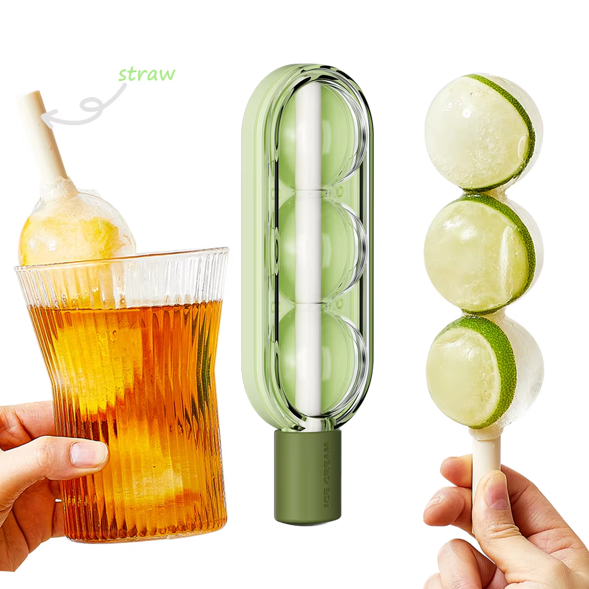 VIGOR - Wholesale Ice Tray/Mold - Popsicle Tubs Freezer Maker Custom Silicone Easy Release Ice Cream Mold with Straw2