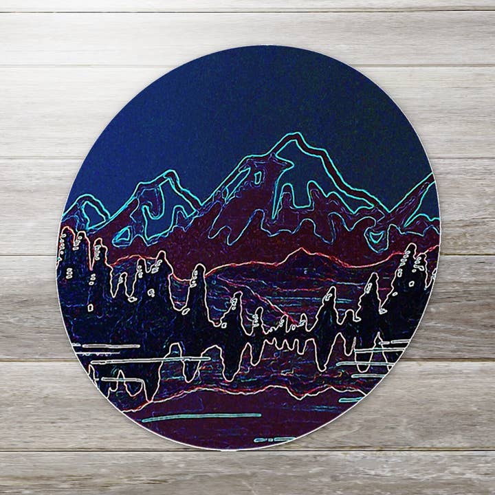 Trippy Mountains Sticker for wholesale by Ozark Sticker Company
