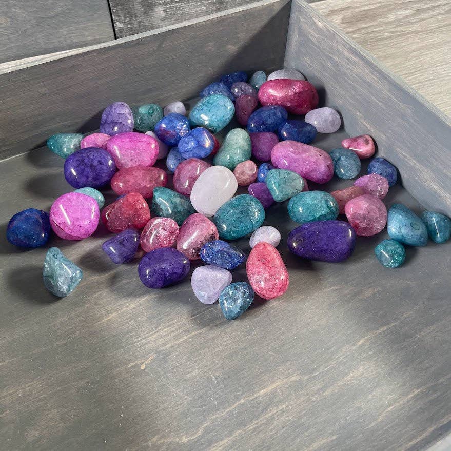 Keystone Crystals - Wholesale Spiritual Stone/Crystal - Assorted Color Crackle Quartz Tumbled Stones – 1 Kilo Bulk5