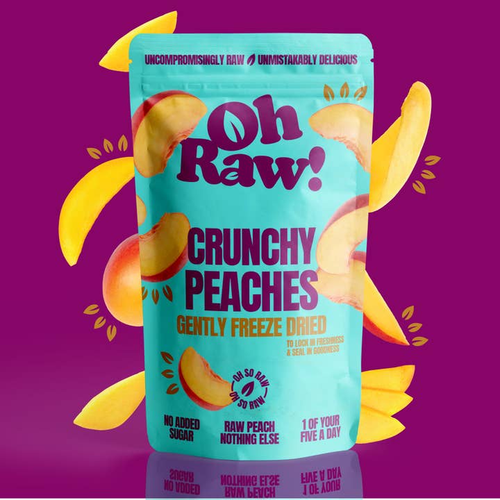 12 X Peach Snacks – Crunchy & Freeze Dried for wholesale by Oh Raw! Freeze Dried Fruit & Veggies