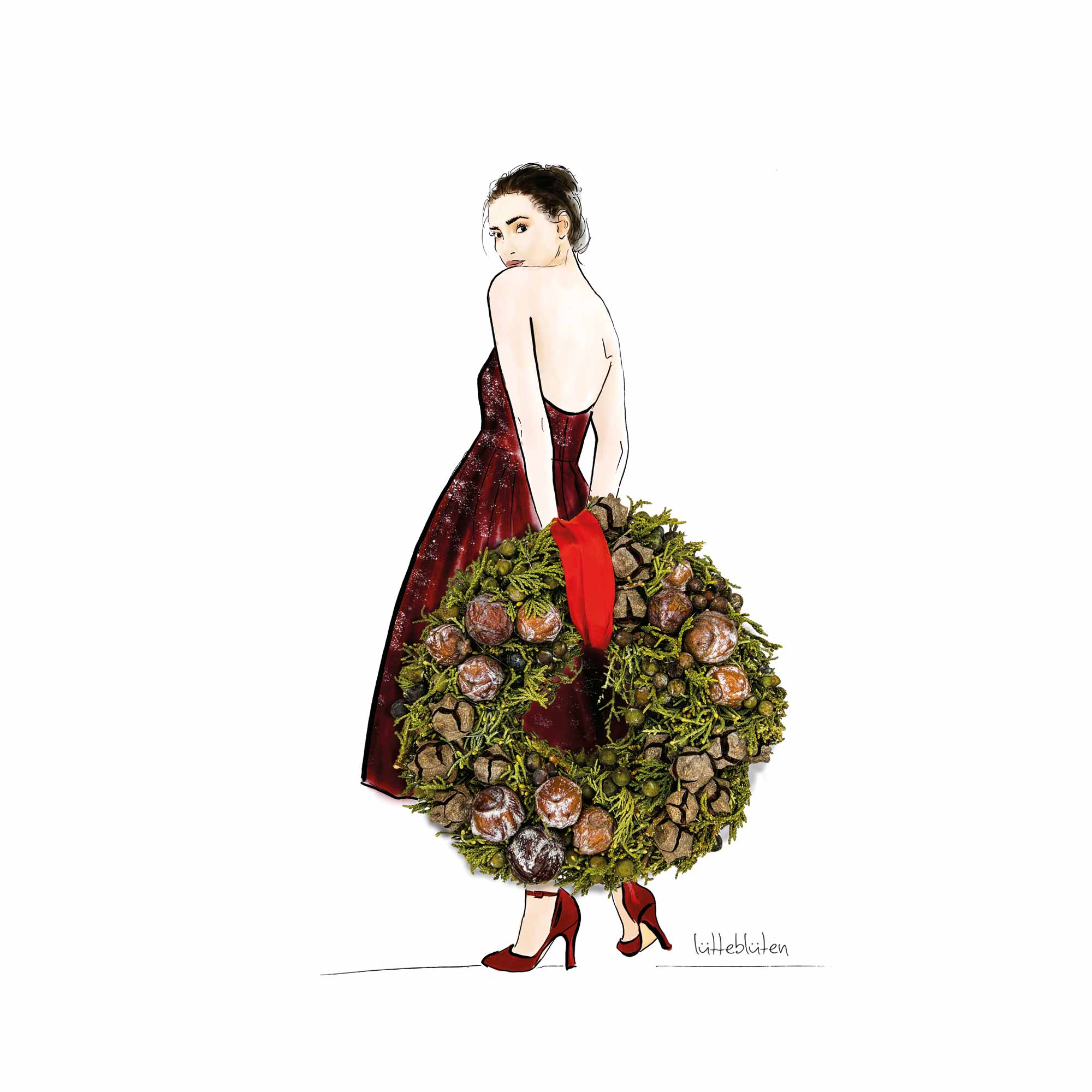 Lütteblüten – Engroshandel Julekort – Julekrans - kort med kuvert1