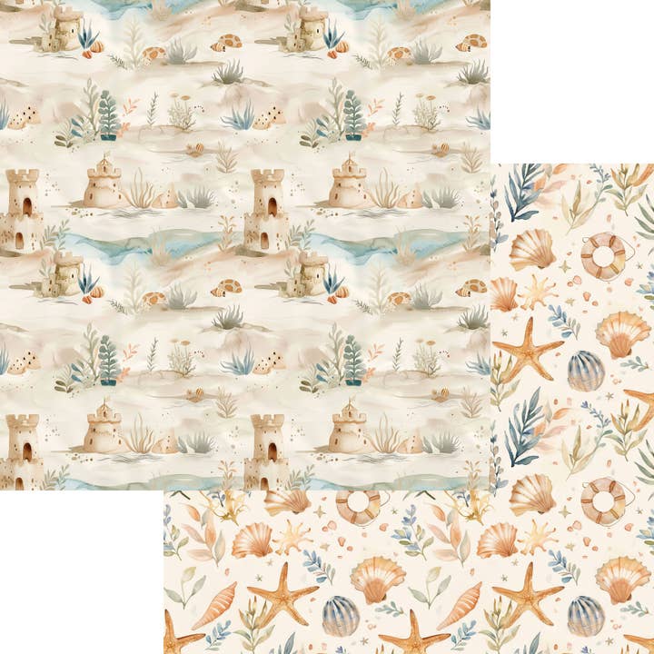 Beach Dreams Collection Sandcastles 12 x 12 Double-Sided Scrapbook Paper by SSC Designs - 15 Pack for wholesale by SSC Wholesale