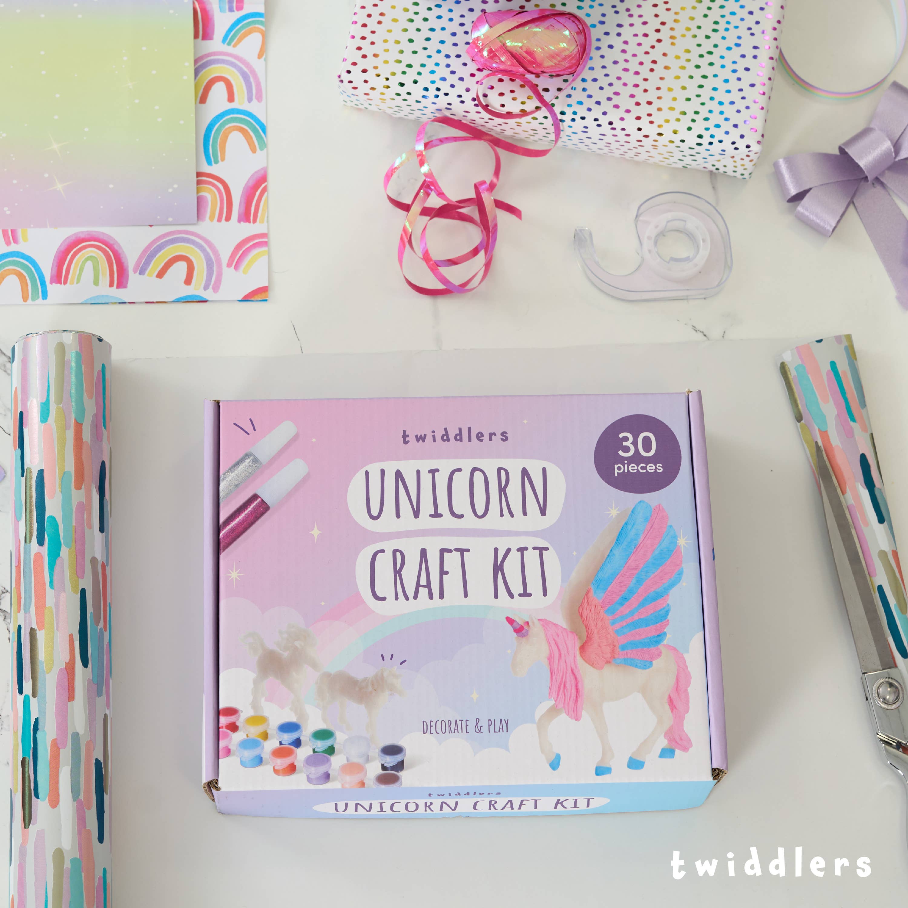 The Twiddlers – Kit de artesanato DIY - Criança por atacado – Kit de Pintura para Criar seu Próprio Unicórnio com Glitter Colorido e Adesivos10