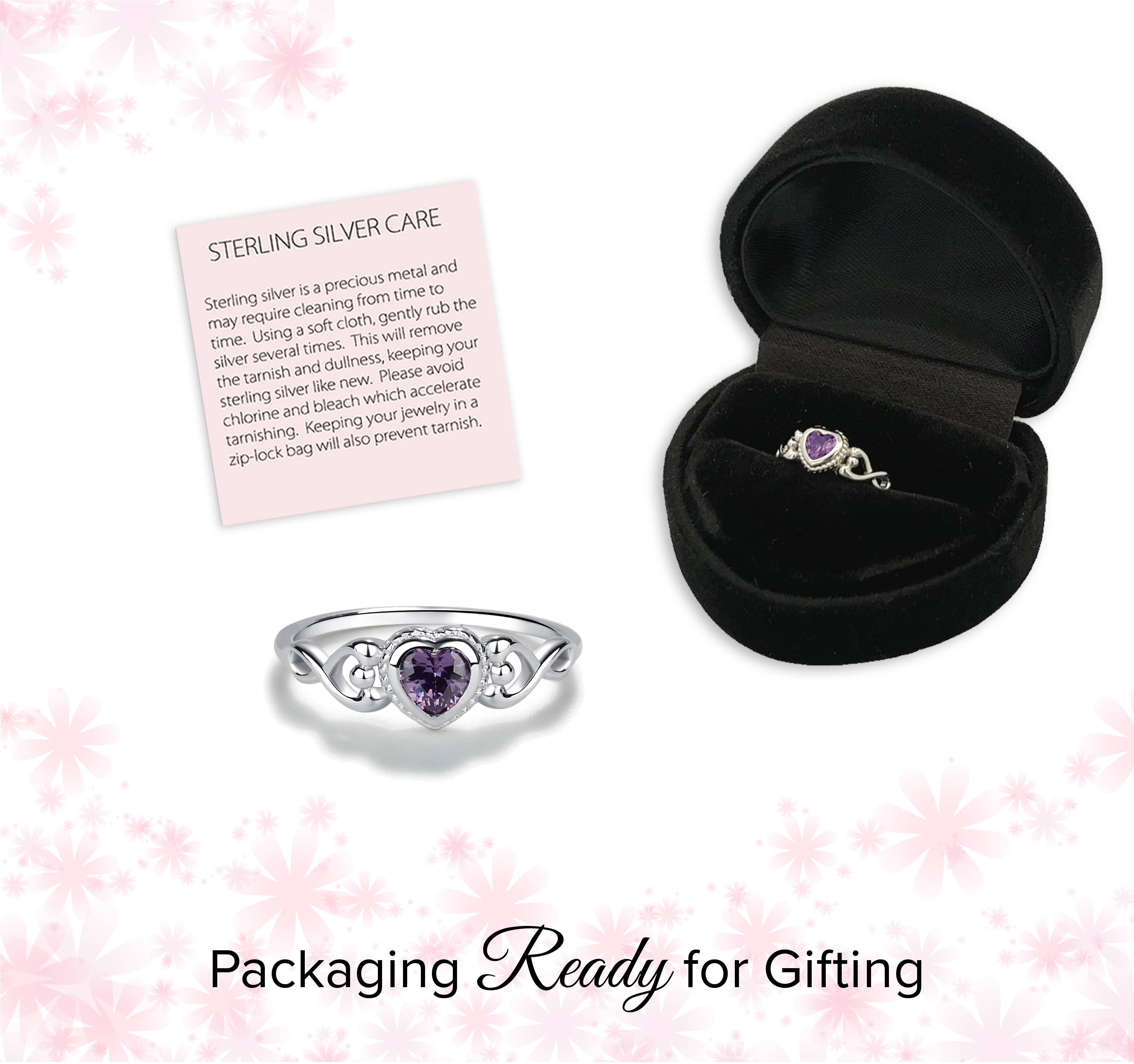 Cherished Moments - Wholesale Band/gestapelde ring - Sterling zilveren geboortesteen babyring voor meisjes, 12 stuks Instellen5