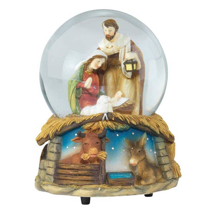 Dicksons – wholesale Snow globe – Holy Family Water Globe w/Creche Base1