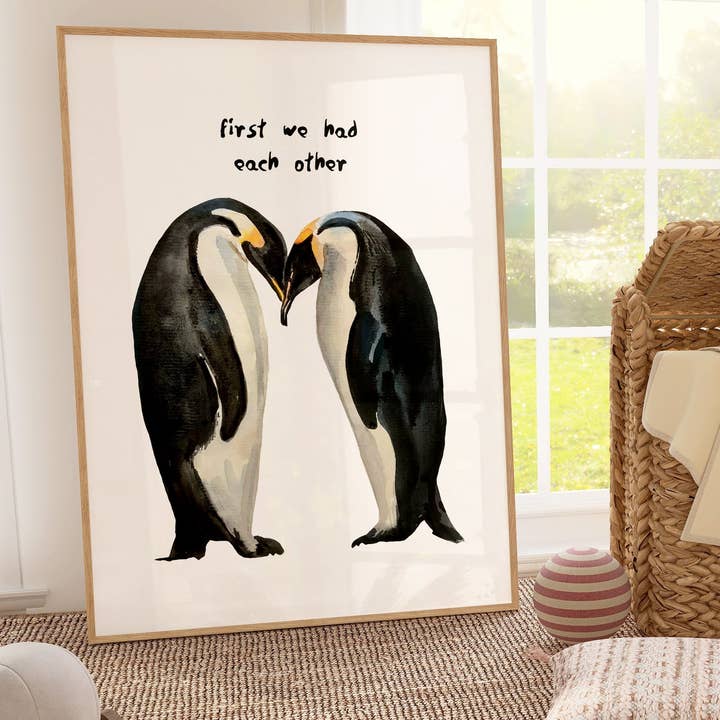 Pinguine, Aufdruck „First We Had Each Other“, 3-teiliges Set für den Großhandel von Moonshine Prints