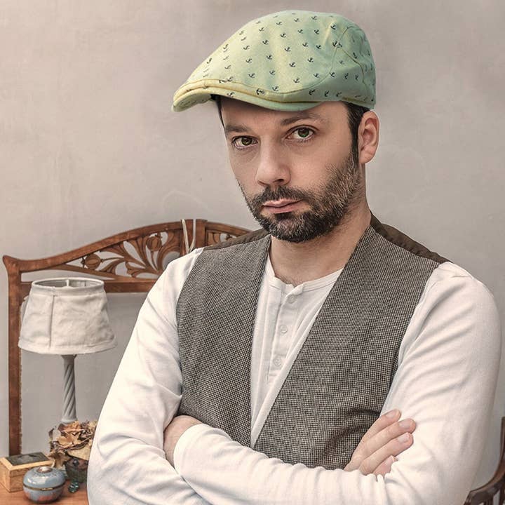 Selini New York - Wholesale Flatcap - Men's - Spring/Summer Anchor Pattern Ivy Hat with Snap Button
