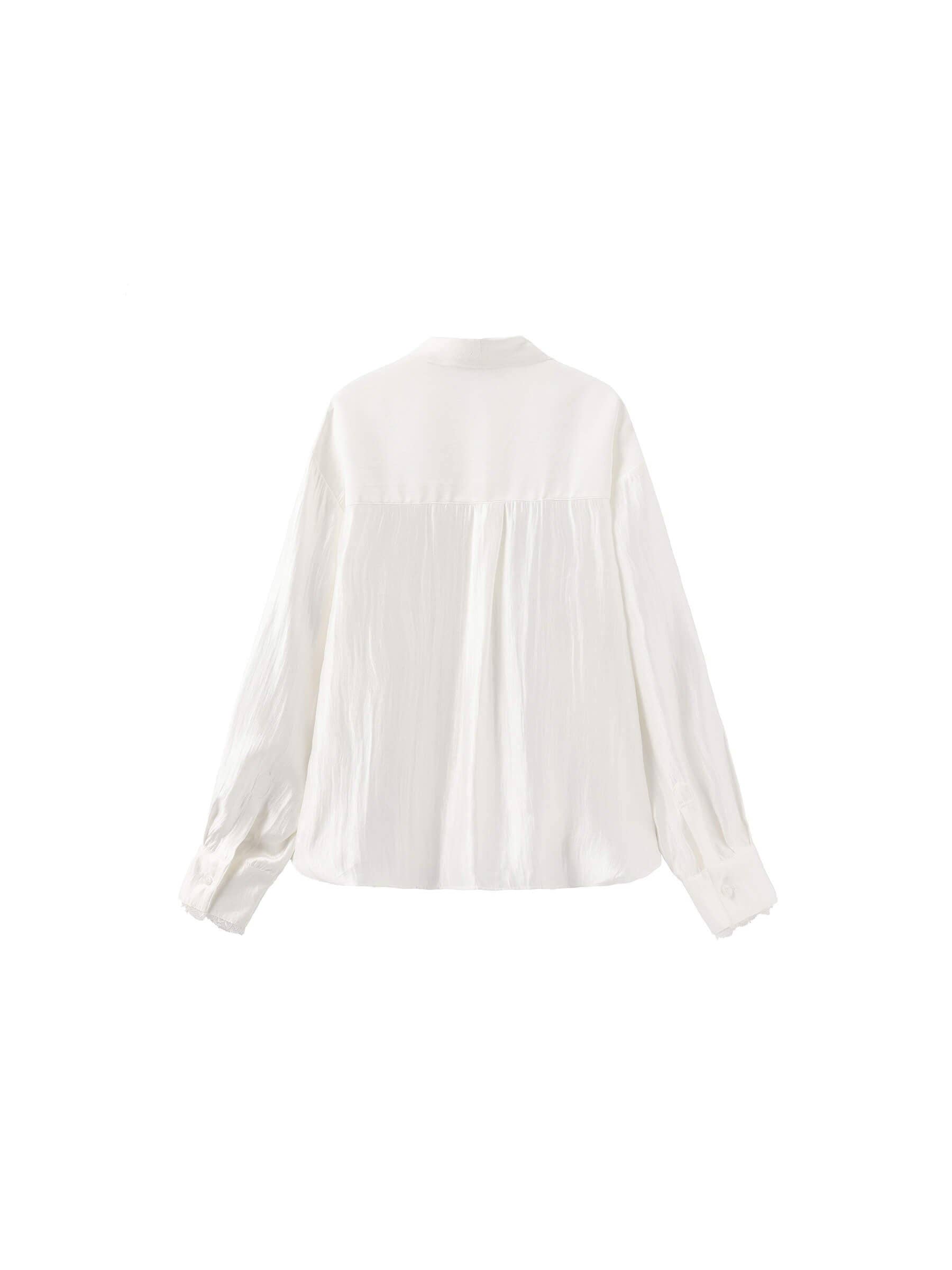 White Lace Patchwork Loose Long Sleeves Shirt for wholesale on Faire7