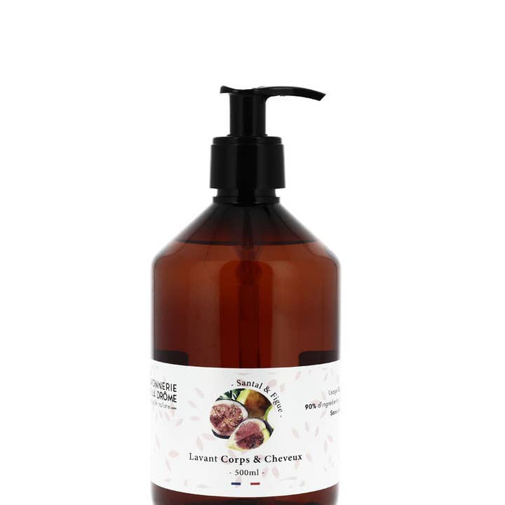 La Savonnerie de la Drôme - Wholesale Body wash/shower gel - 2-in-1 Body and Hair Cleansing Gel Sandalwood and Fig 500 ml0