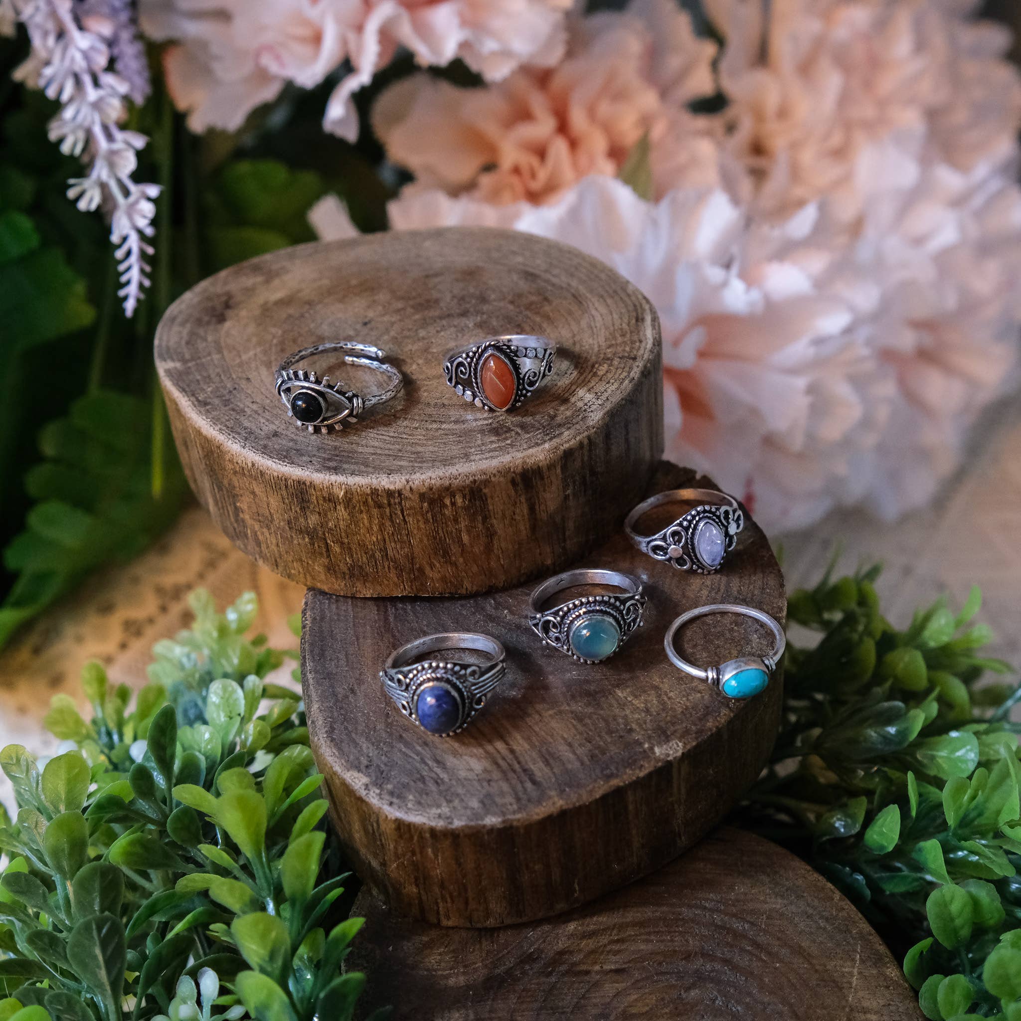 Karma Nepal Crafts - Wholesale Single Stone/Solitaire Ring - 100 Piece Bohemian Silver Crystal StackablRing  ($2.25 each)18