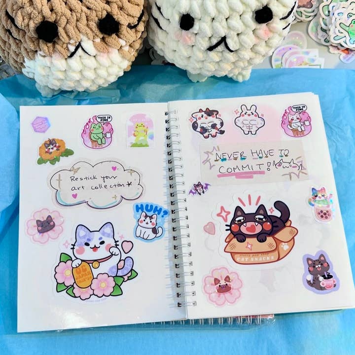 Starry Paw Shop - Wholesale Scrapbook - Sunflower Cats Large Sticker Book 8.5x11" Transparent Window3