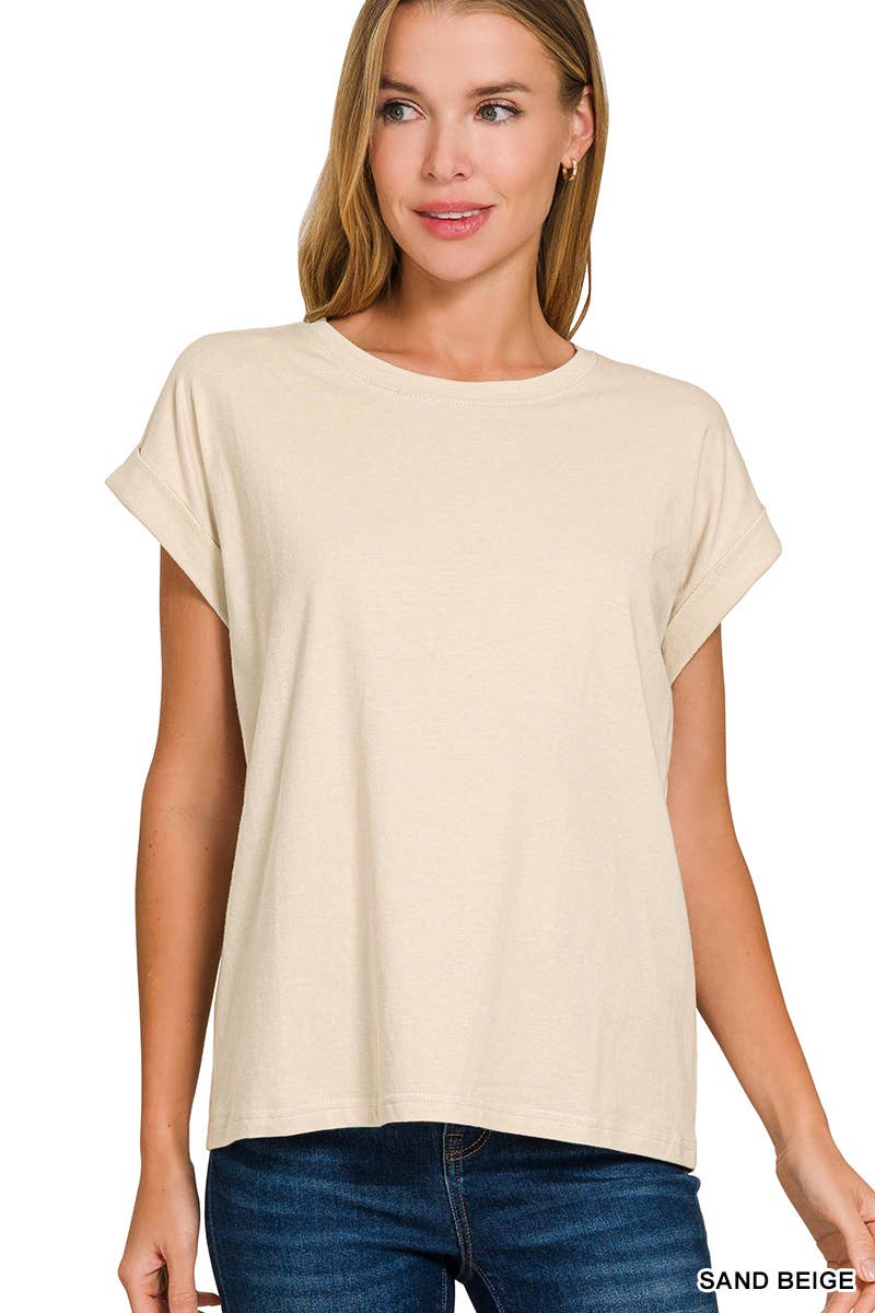 42POPS - Wholesale T-Shirt - Women's - `.Round Neck Folded Short Sleeve T Shirt15