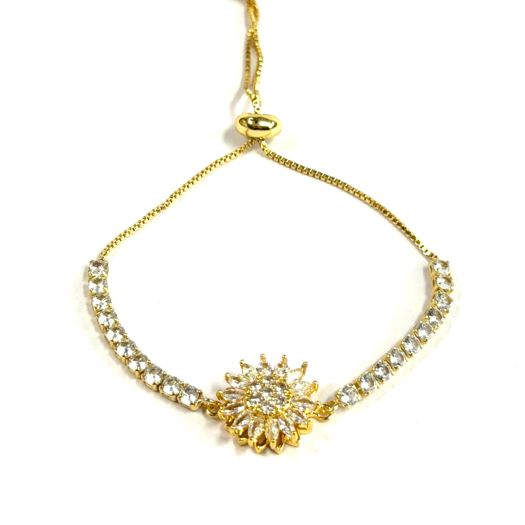 Loli - Wholesale Charm/Dangle Bracelet - Sunburst Golden Flower Model- Gold and Silver1