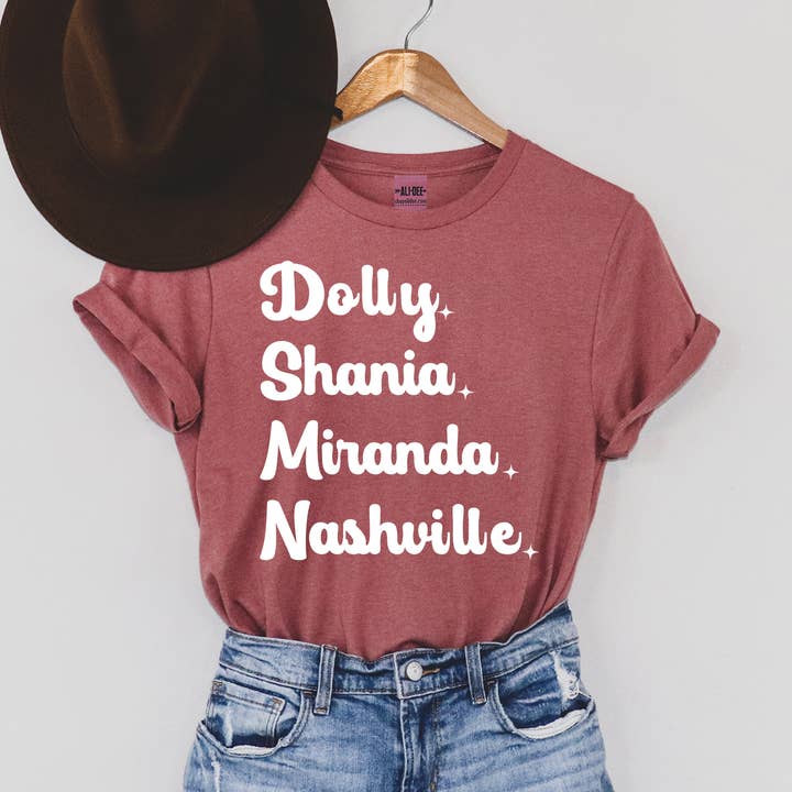 Dolly Shania Miranda Nashville Tee - Heather Mauve for wholesale by Ali Dee