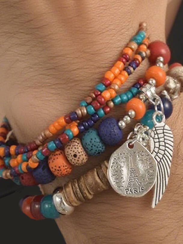 Boho Vleugel & Schelp Bedel Kralen Armband - Multi-Laag Stapel voor wholesale door Islandhaze