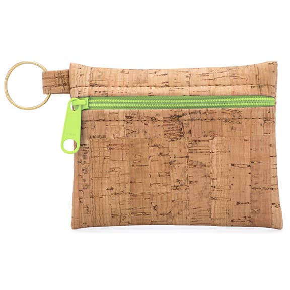 Cork Zipper Pouch with Key Ring | with Rainbow Zippers for wholesale by Natalie Therese