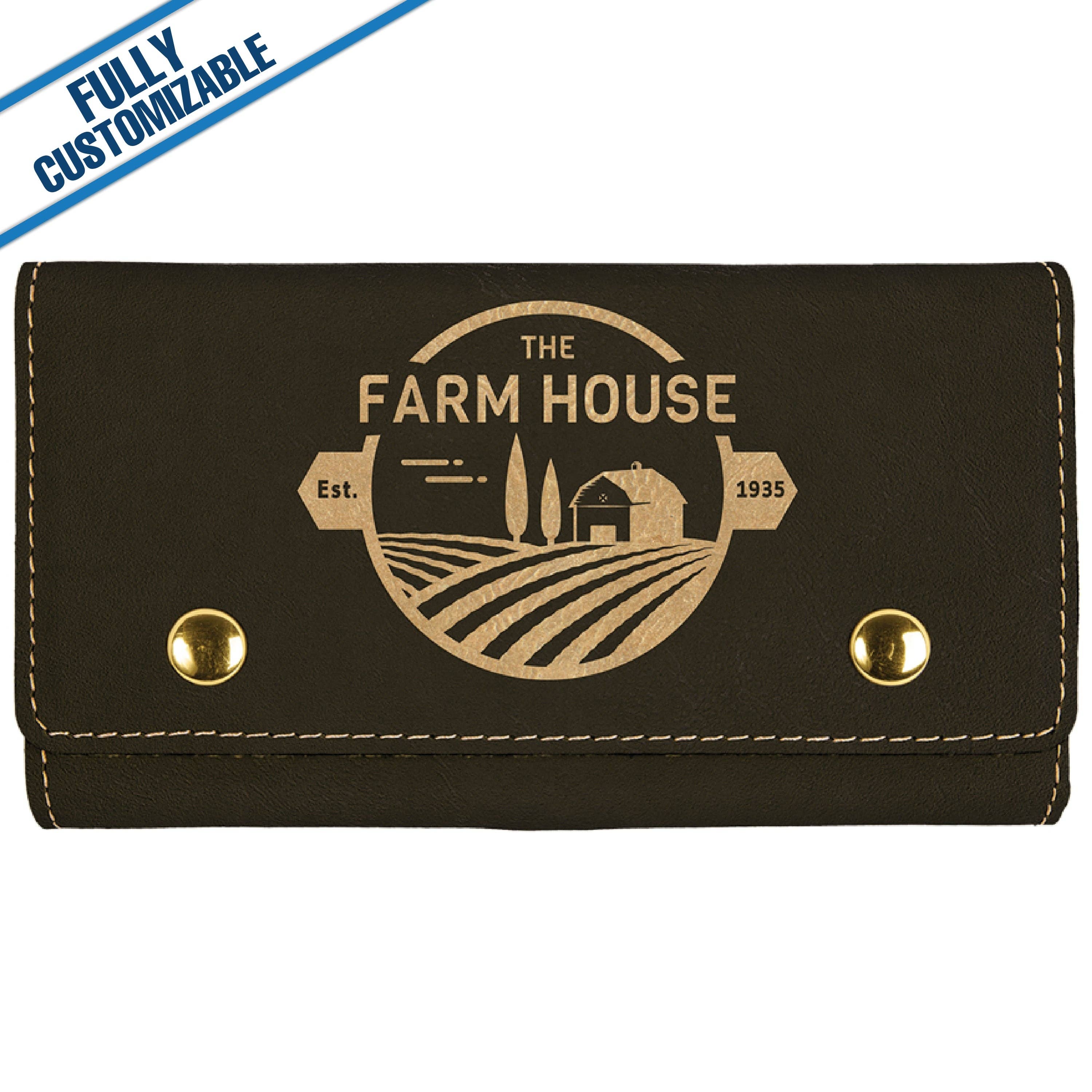 GiftWorksPlus - Vente Jeux de cartes - Ensemble de cartes et de dés en similicuir gravé - Entièrement personnalisable0