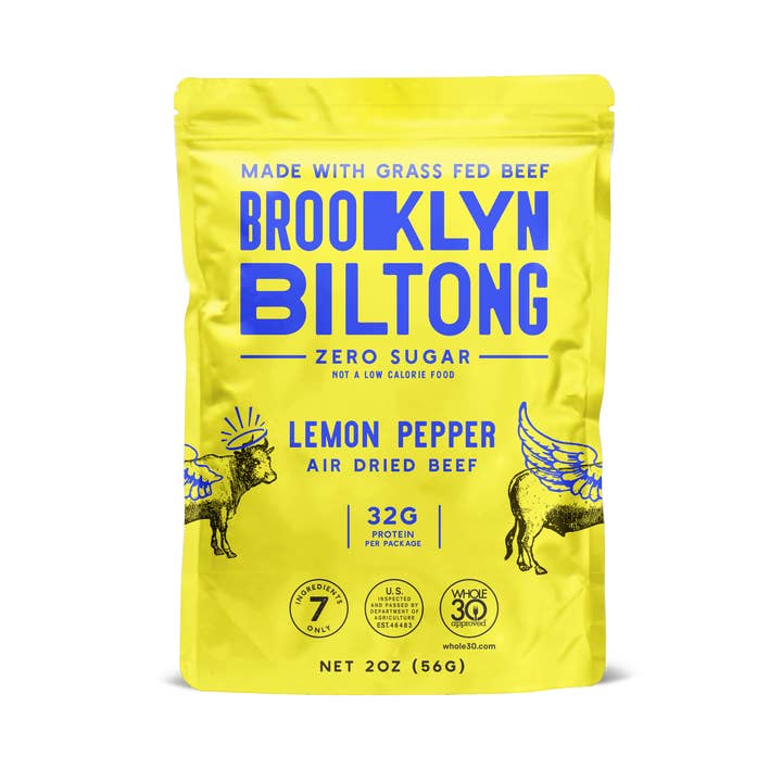 Brooklyn Biltong - Wholesale Jerky - 2oz Grass Fed Biltong Lemon Pepper Sliced Tender Jerky