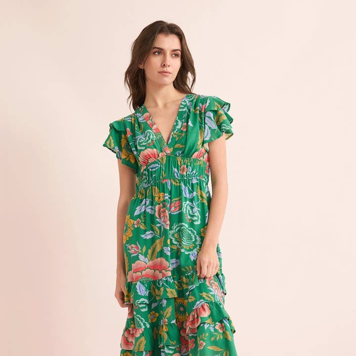 Ariana Empire Dress In Green for wholesale by Myra Bag