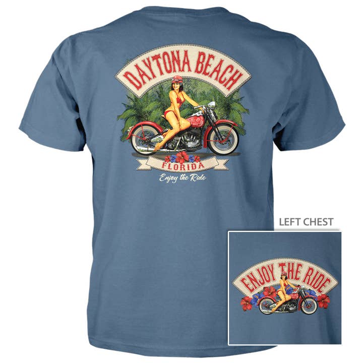Motorcycle Pinup - 4.5 oz Cotton T-Shirt for wholesale by Taboo Apparel