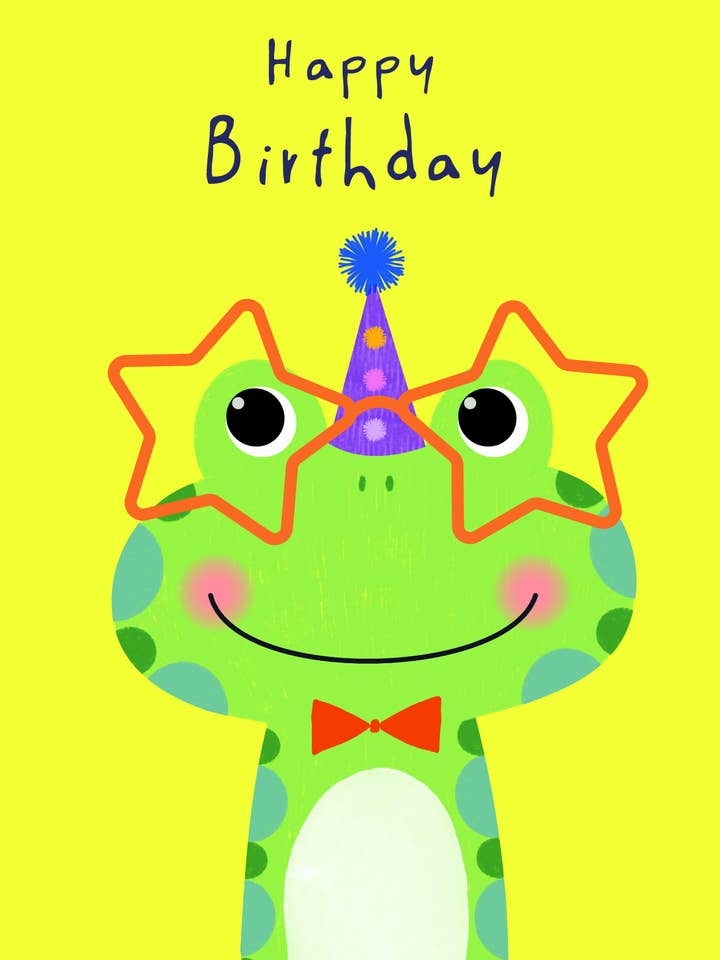 BIRTHDAY FROG GREETING CARD LAURA DARRINGTON for wholesale by Notes & Queries, Inc.