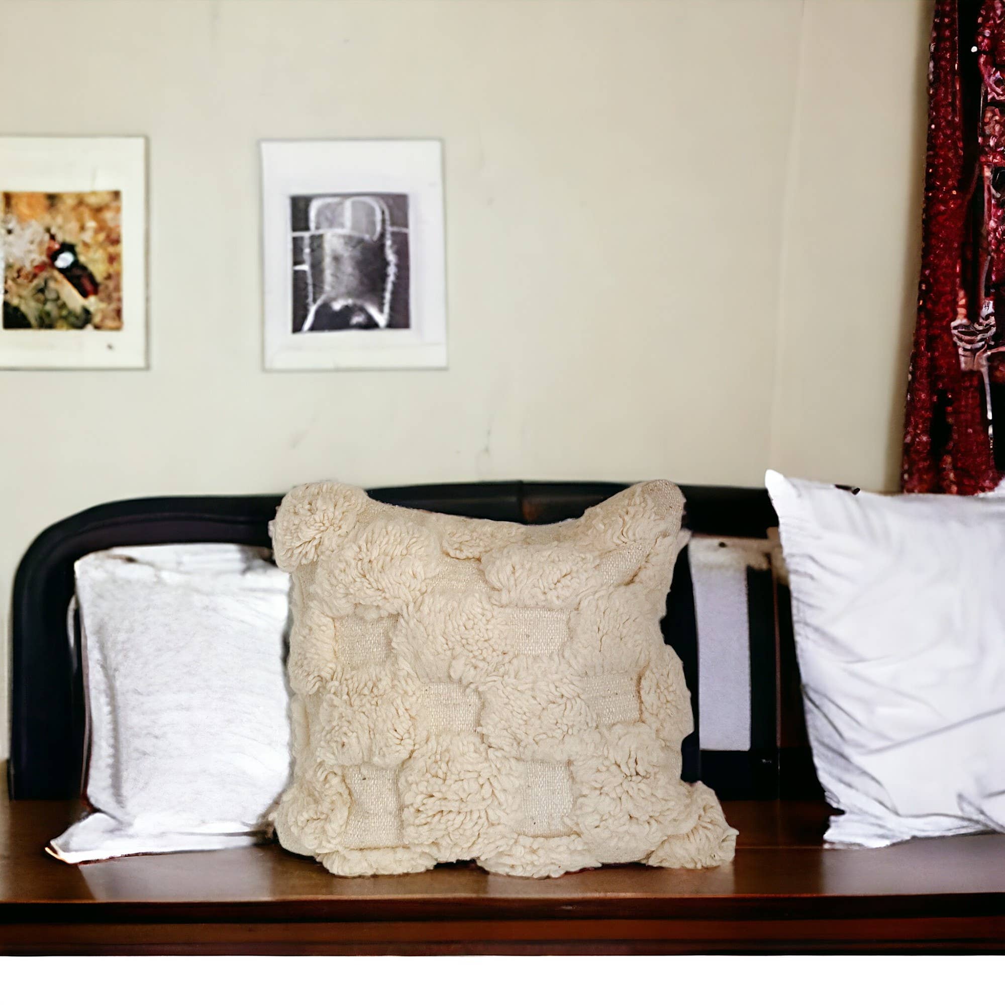 Berberwoolrug - Wholesale Throw Pillow Cover - Handcrafted White Checkered Beni Ourain Wool Pillow Cover7