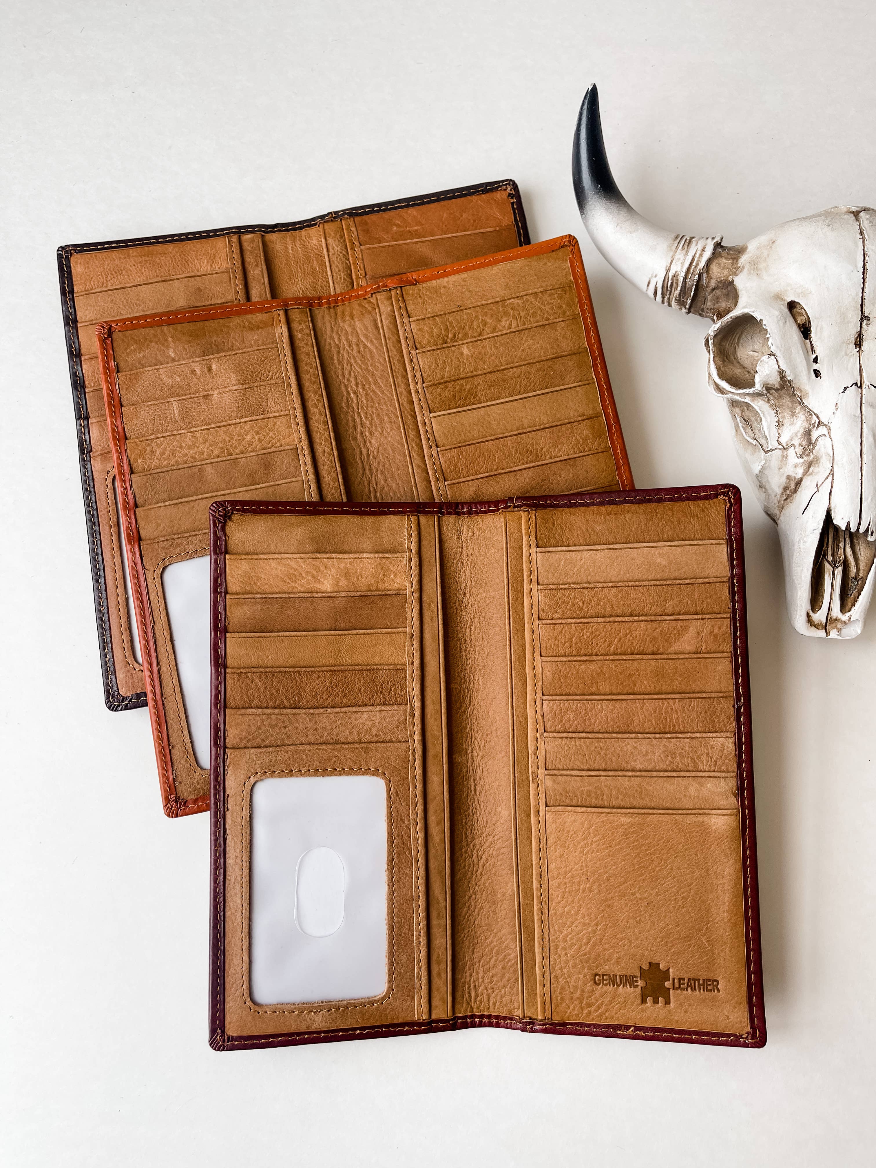 Boho Ranch Shop - Wholesale Wallet - Women's - Longhorn Long Wallet Genuine Leather Bi-Fold Wallet3