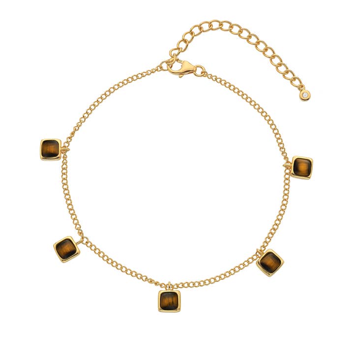 Bracelet carré HDXGEM - Œil de tigre pour la vente par Hot Diamonds