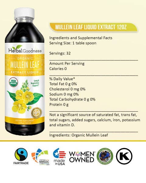 Herbal Goodness - Wholesale Loose Tea - Mullein Leaf Extract - Organic - Liquid 12oz - Lung & Respiratory Support - Herbal Goodness3